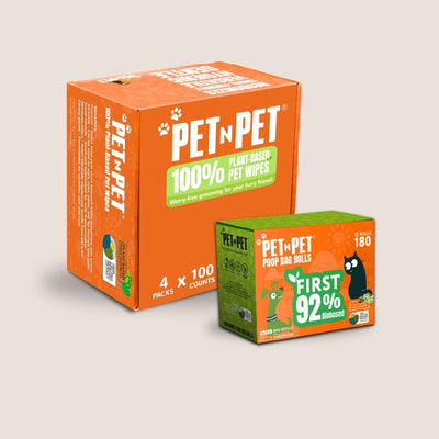 Two boxes of Pet N Pet products on a beige background